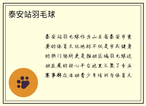 泰安站羽毛球