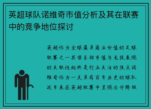 英超球队诺维奇市值分析及其在联赛中的竞争地位探讨